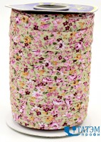 Бейка декоративная 20 мм "Цветочная поляна" арт. 509, фисташковый, уп. 100 ярд