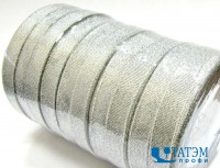 Лента декор.металлизированная (люрекс), 12 мм серебро, уп. 250 ярд: 10 рул по 25 ярд